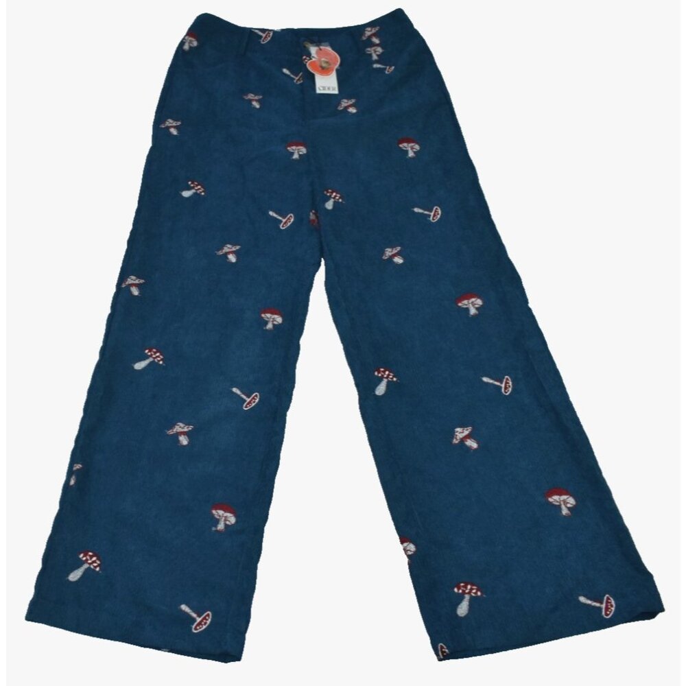 Cider Ditsy Floral Women Pants Size XL Embroidered Corduroy Wide-Leg Trousers - Picture 2 of 15